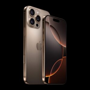 Close-up of the iPhone 16 Pro Max camera system with triple lenses